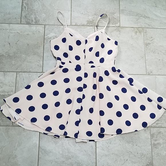 LTX Sportswear Pink Navy Polka Dot Dress L - Picture 6 of 6